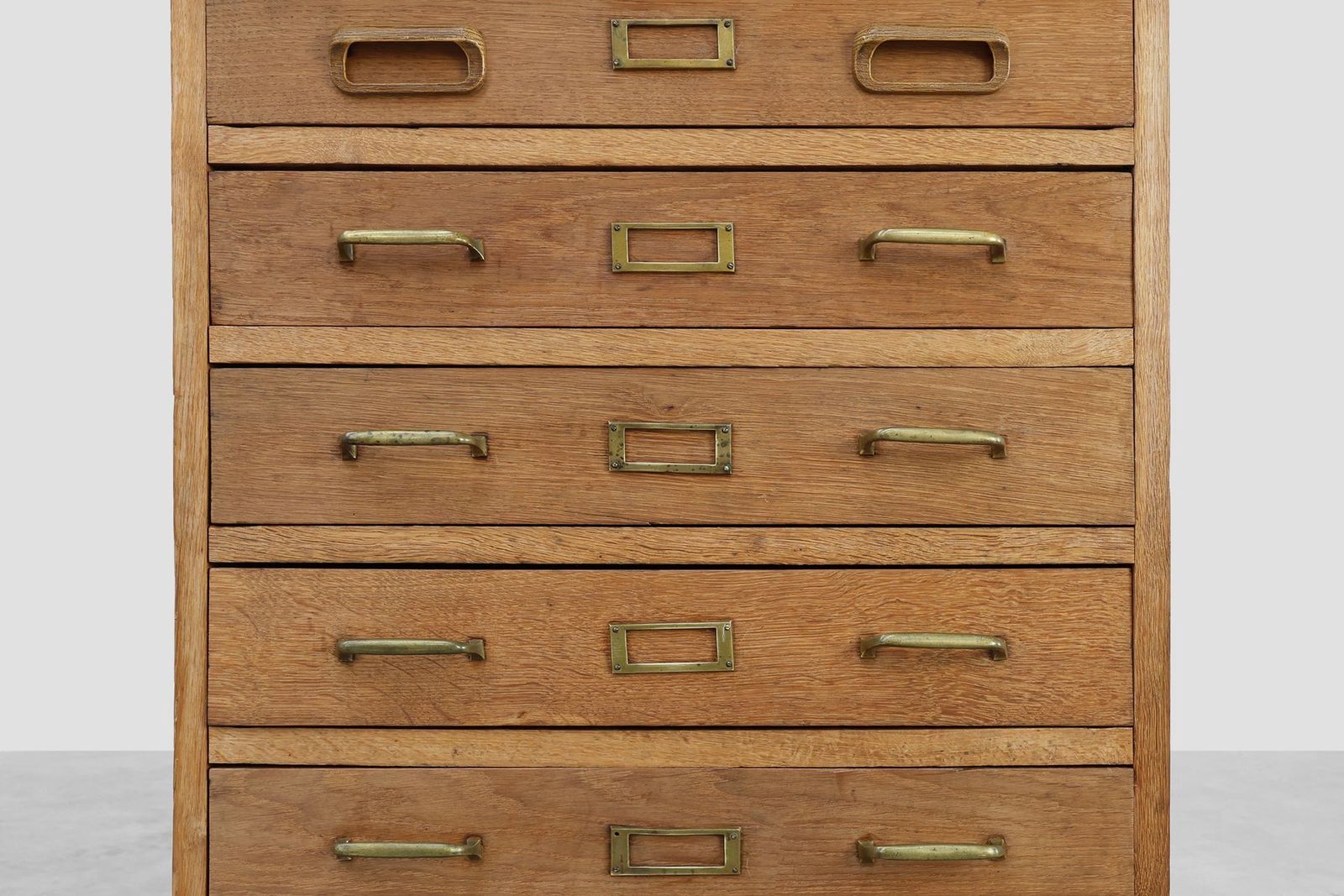 Industrial Oak Filing Cabinet With Brass Handles, United Kingdom, 1920s photo 2801.0