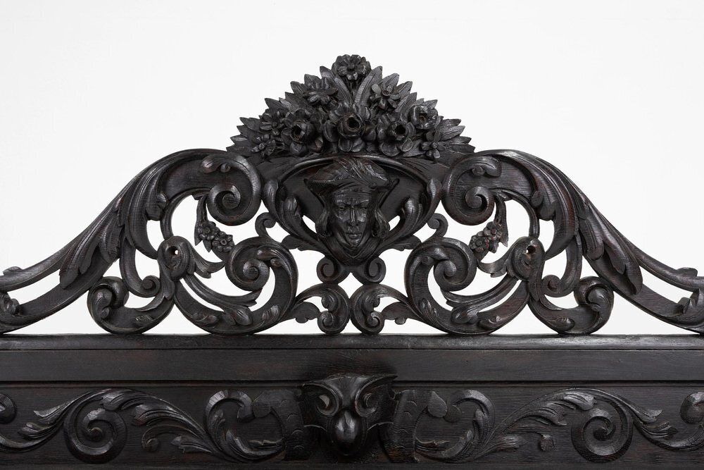 Baroque Carved Black Wooden Sculptured Shelf, France, 1850s photo Furniture