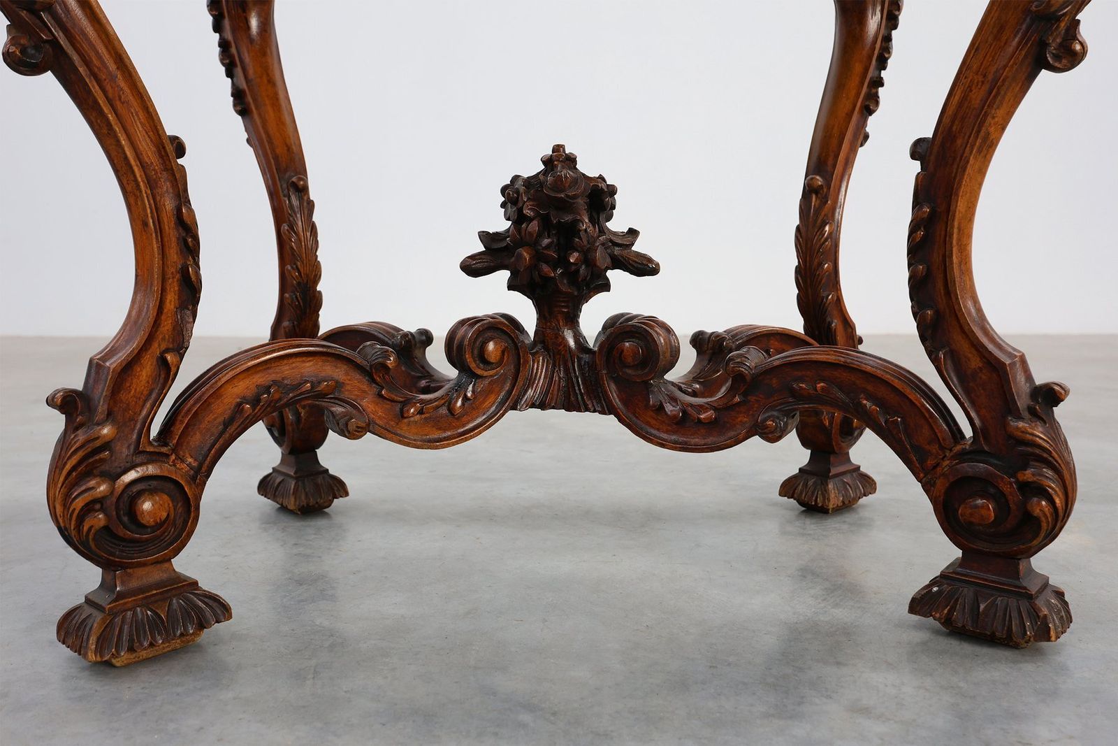 Napoleon III Style Carved Walnut Side Tables With Bluestone Tops, 1890s, Set Of 2 photo Furniture
