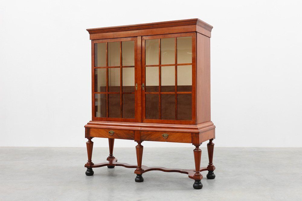 Antique William IV Style Walnut Display Cabinet, United Kingdom, 18th Century