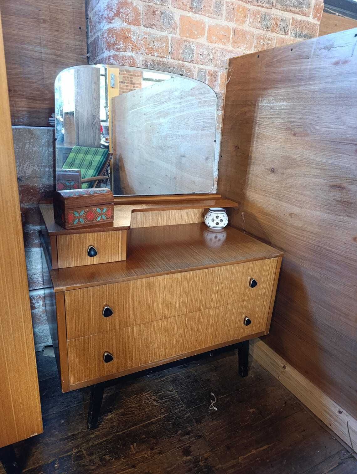 Austinsuite Mid Century Teak Bedroom Suite Wardrobe Dressing Table  Chest 1960s British Modern photo for sale