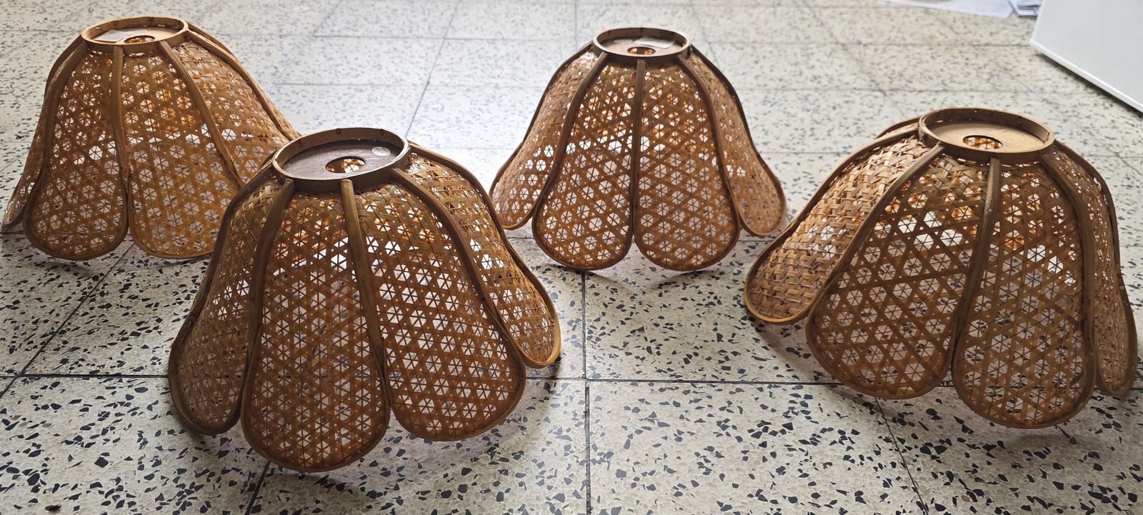 Vintage Wicker Rattan Tulip Lampshade photo for sale