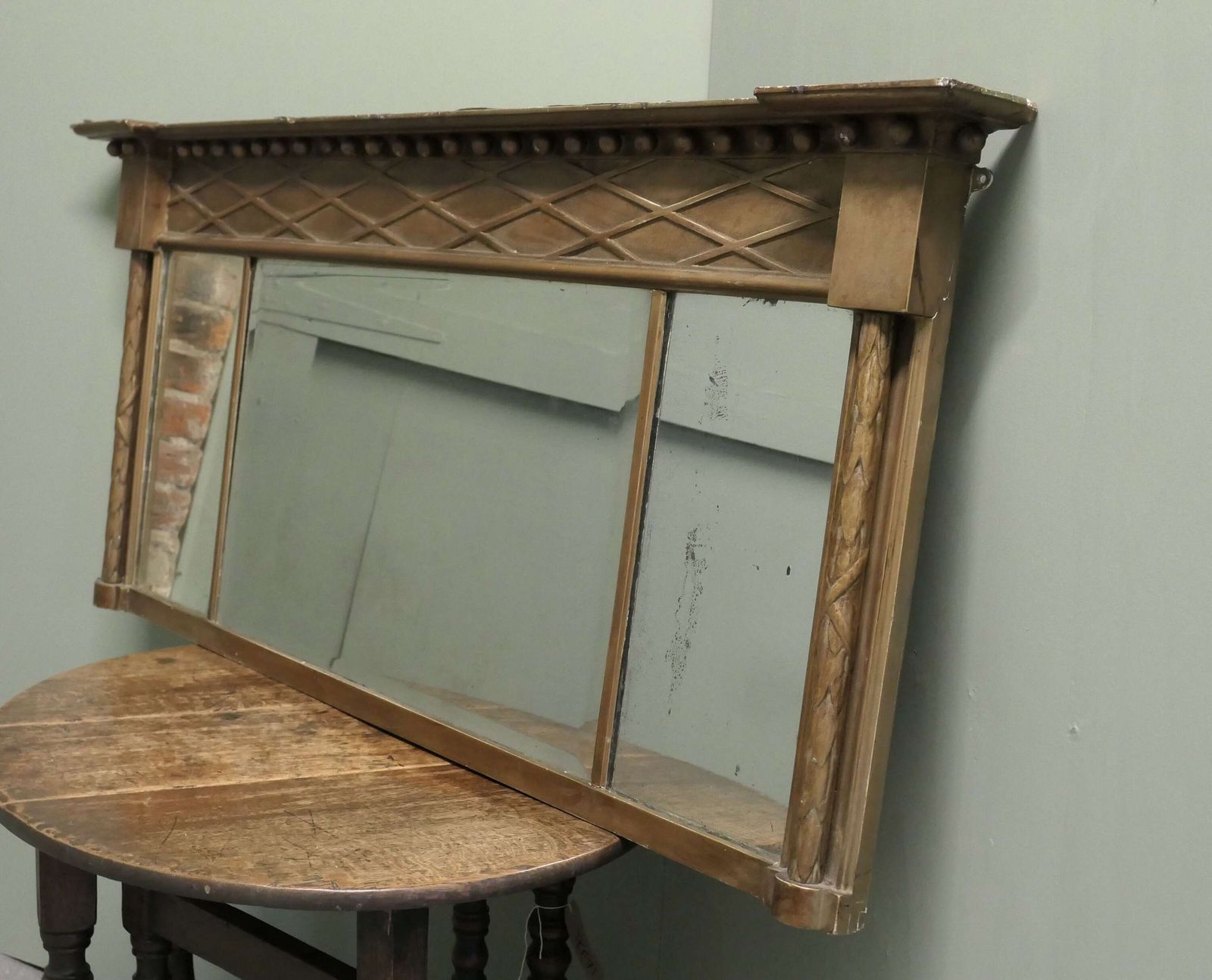 Regency Triple Plate Gilt Mirror Or Over Mantle The Regency Gilt Frame Is Rectangular photo vinterior