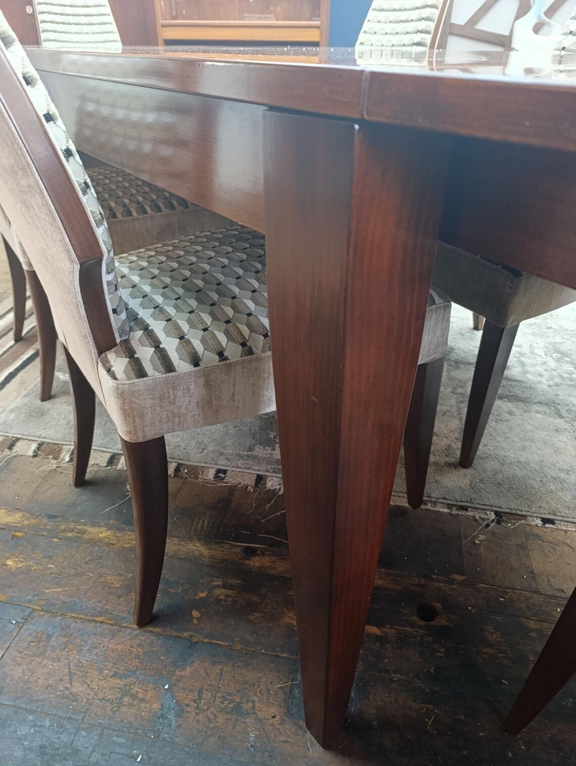 Italian Selva Extending Dining Table With Six Upholstered Chairs photo vinterior