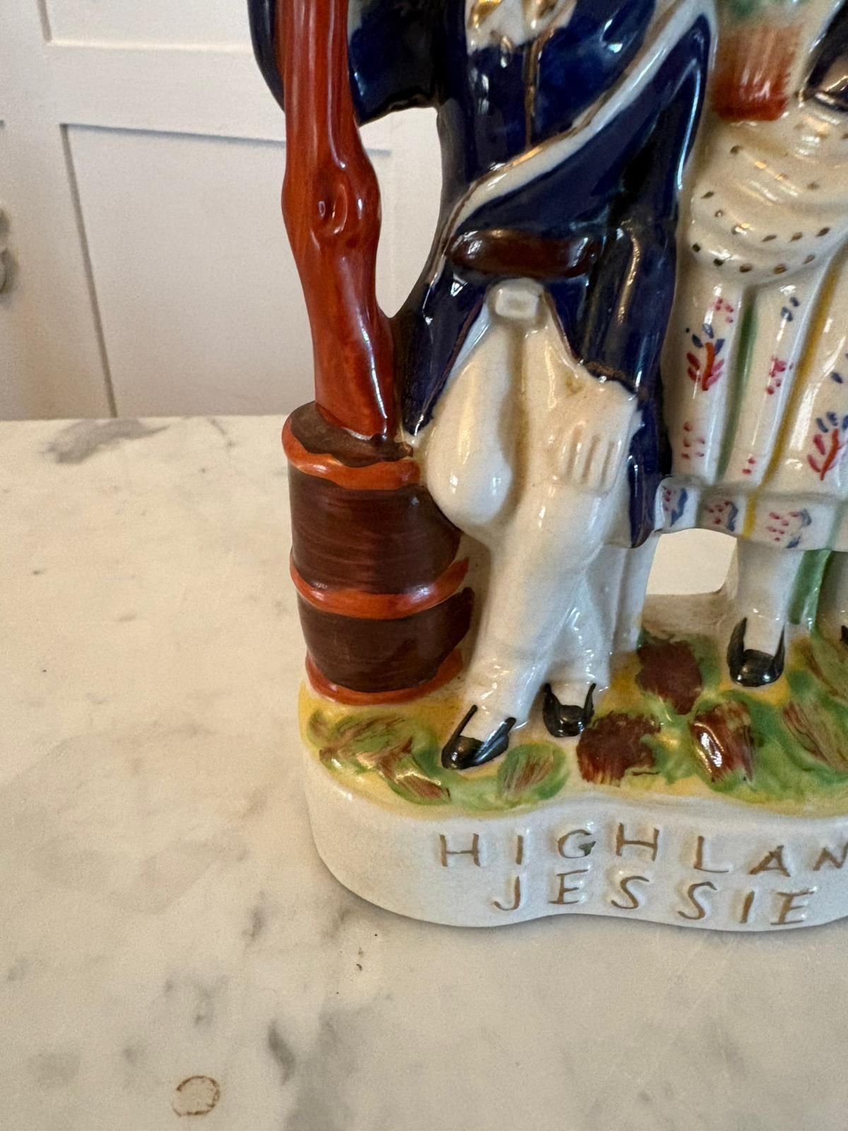 Antique 19th Century Staffordshire Pottery Highland Jessie Flatback Figure photo furniture