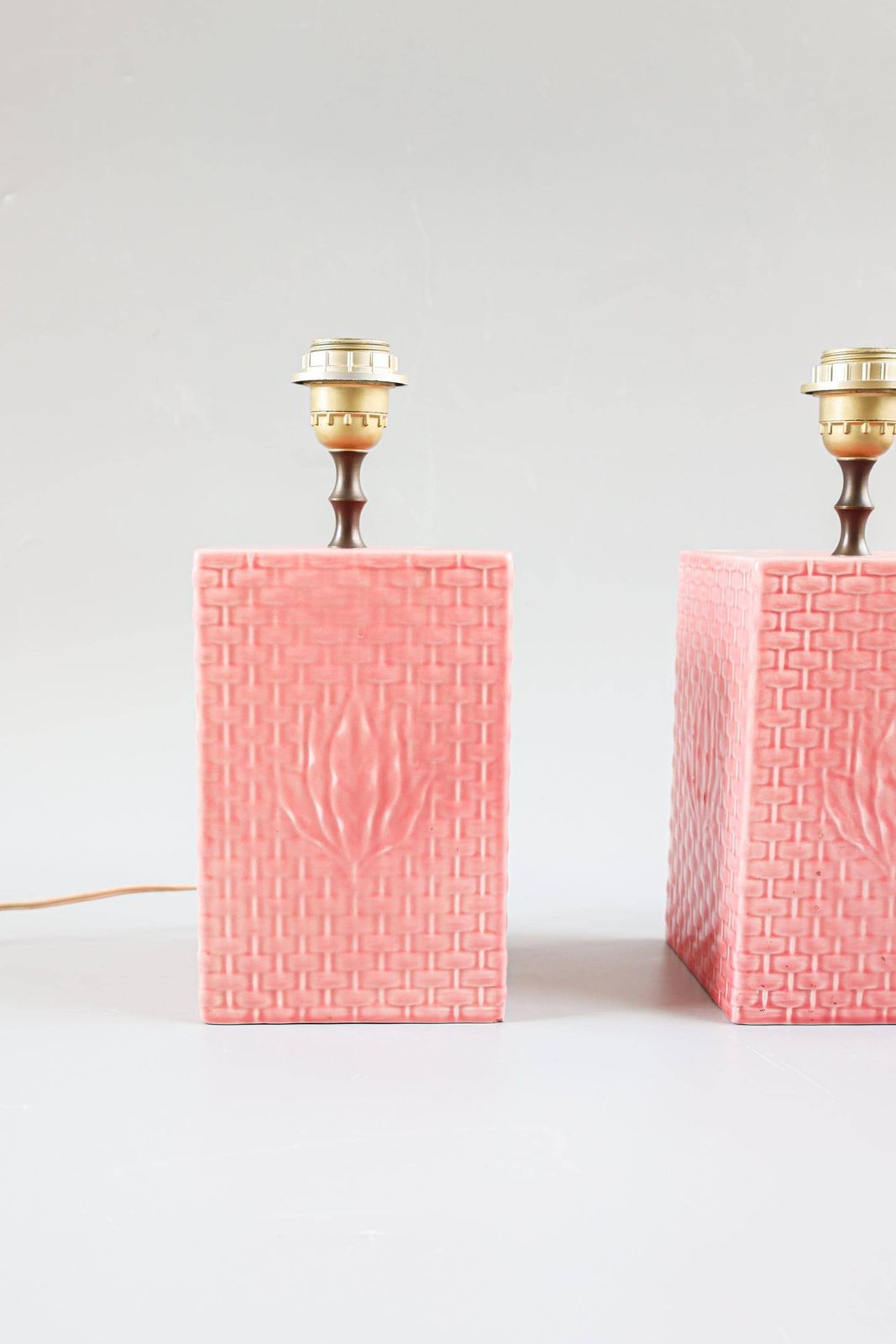 photo furniture Italian Pink Ceramic Table Lamps, 1970s, Set Of Two
