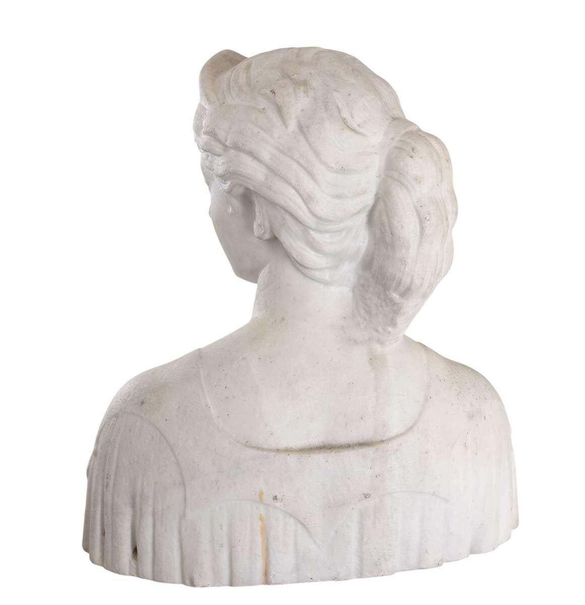 White Carrara Marble Bust Of A Woman 1860s   Attributed To Hiram Powers photo buy
