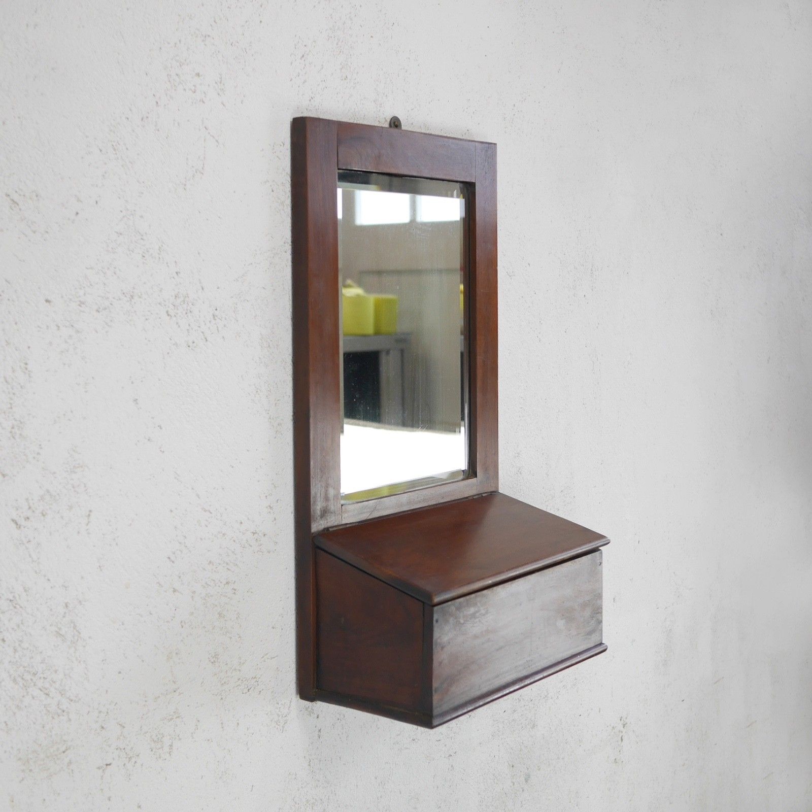Victorian Antique Mahogany Wall Mirror Valet Hall Glove Box #103219 photo for sale