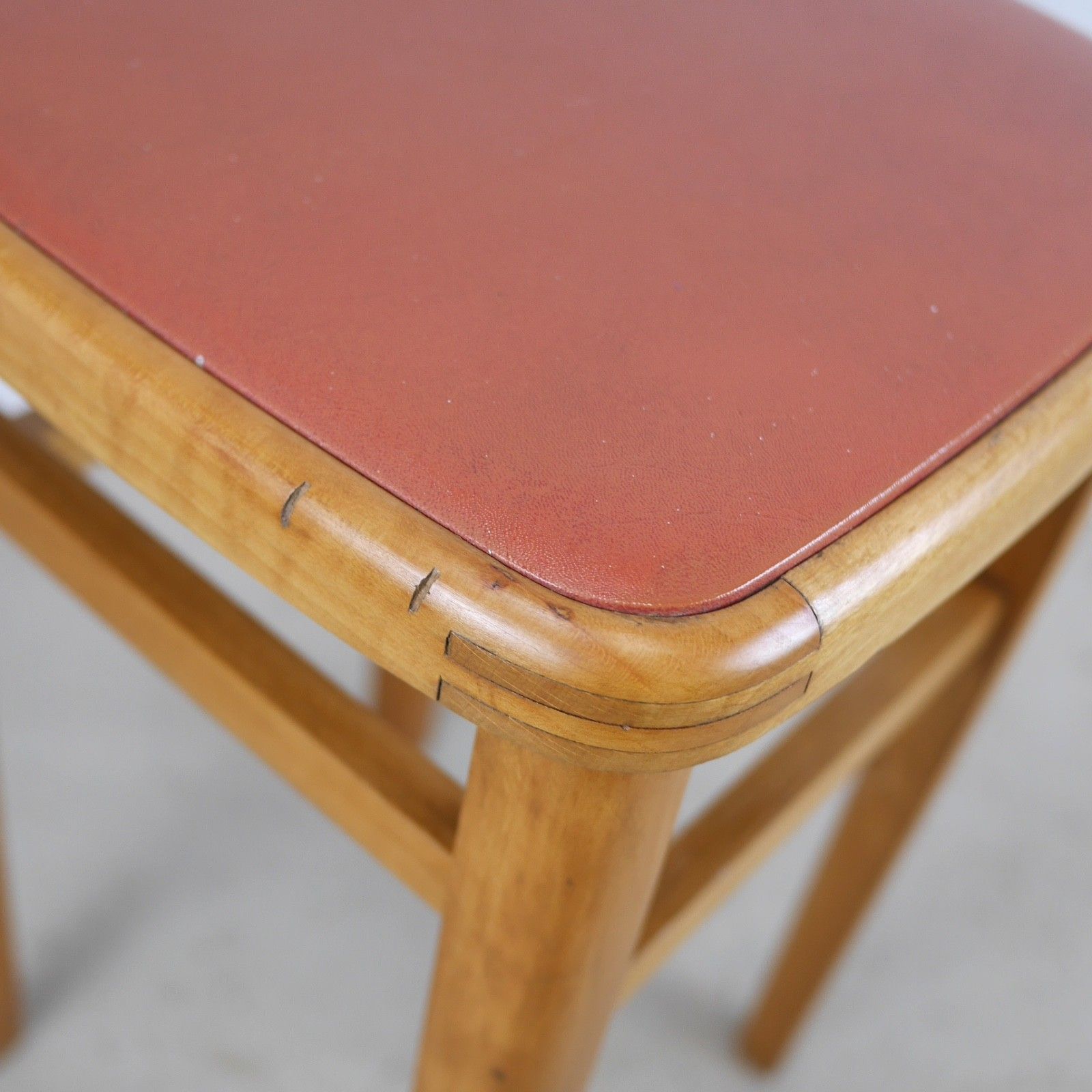photo buy Vintage Mid Century 50s Beech & Leatherette Stool #103213