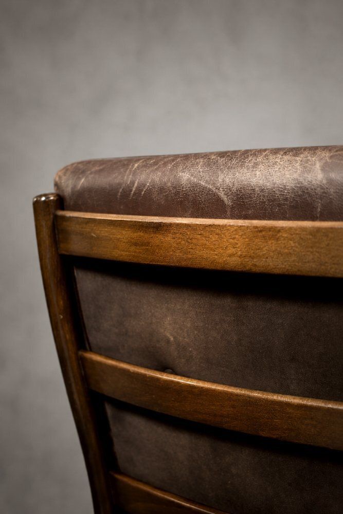 Mid Century Danish Modern Beech And Brown Leather Armchair From Farstrup Møbler, 1970s photo Furniture
