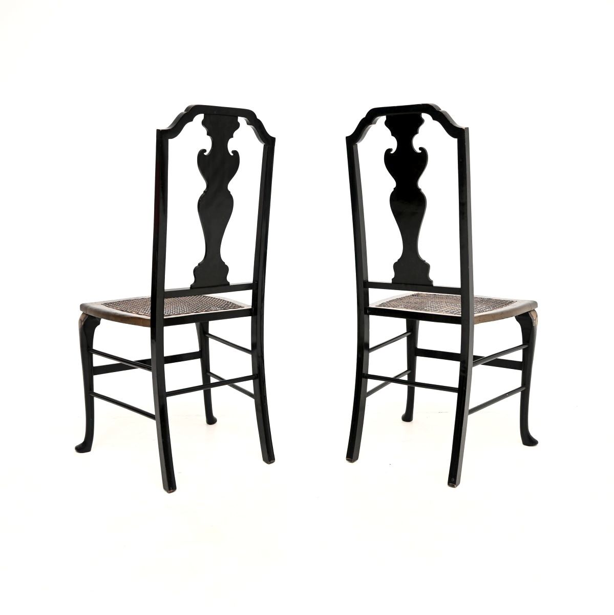 photo for sale Pair Of Antique Lacquered Chinoiserie Side Chairs