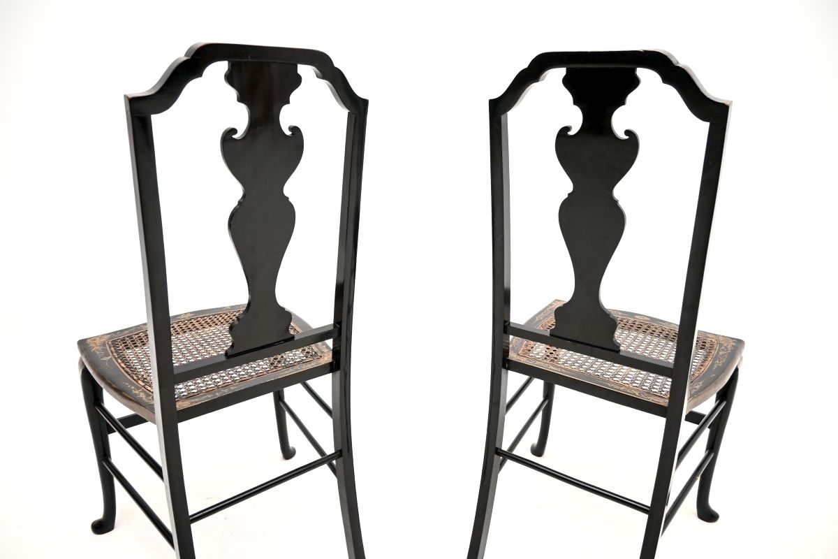 Furniture Pair Of Antique Lacquered Chinoiserie Side Chairs photo