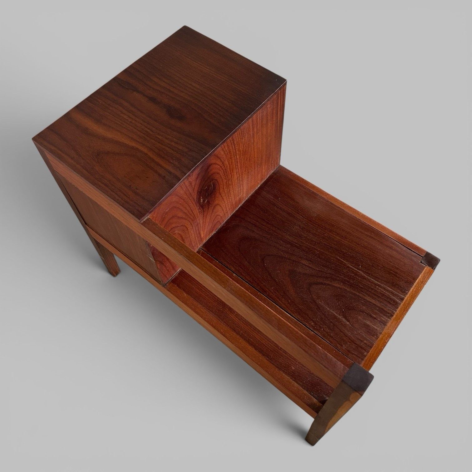 Mid Century Solid Teak Hall Bench / Telephone Seat photo vintage
