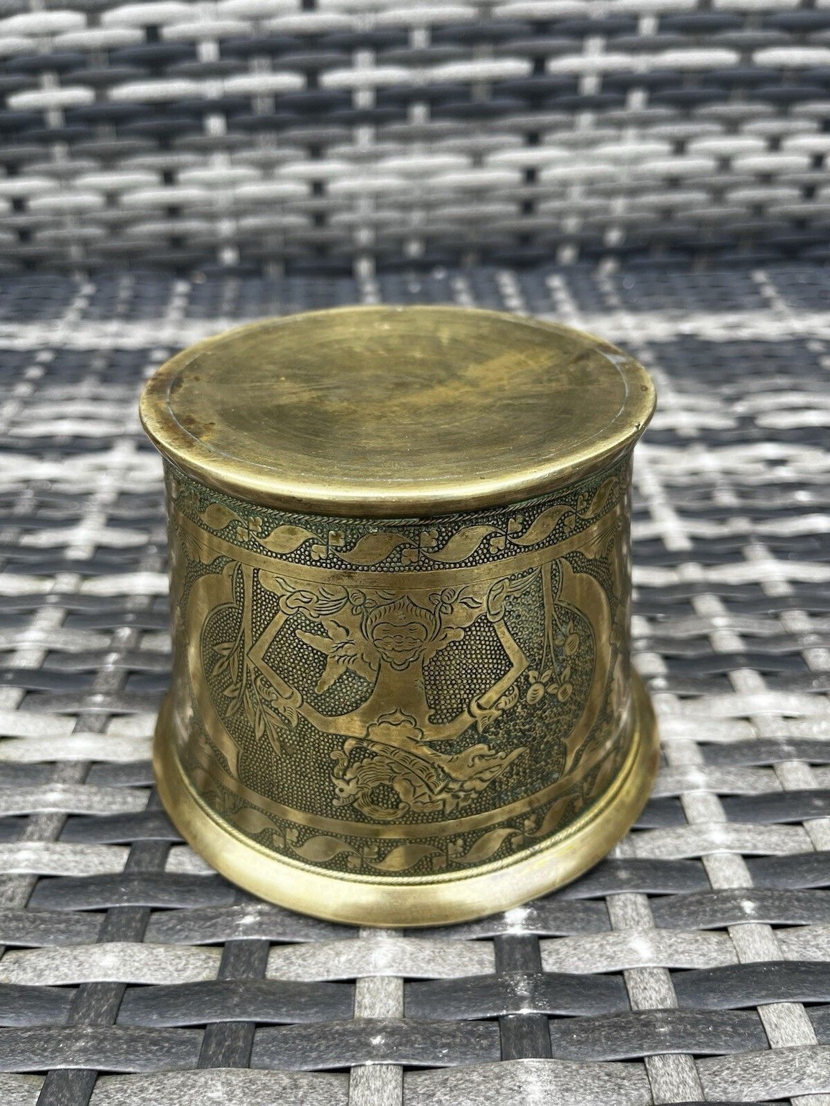 Home Decor 19th C Antique Indian Bronze Pancha Patra Holy Water Vessel Makara Ritual Pot photo