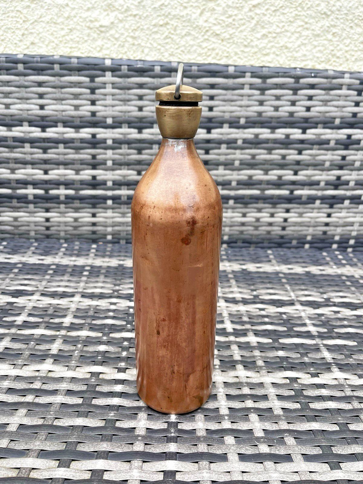50.0 Heavy Antique Copper & Brass Hot Water Bottle Warmer Flask Farmhouse Door Stop photo