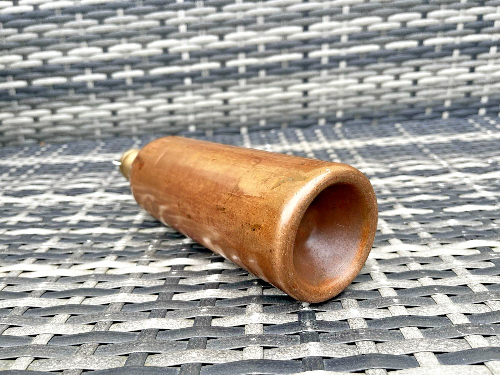 photo vinterior Heavy Antique Copper & Brass Hot Water Bottle Warmer Flask Farmhouse Door Stop