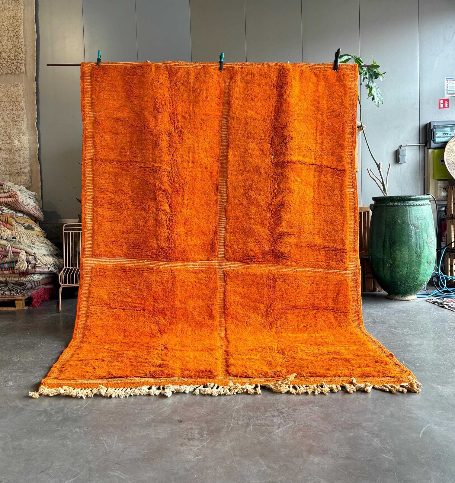Handgemaakt Marokkaans Berber Mrirt Vloerkleed – Oranje Wollen Vloerkleed 210x320 Cm – Modern Getextureerd Tapijt – Abstract Dessin – Groot Vloerkleed Voor De Woonkamer