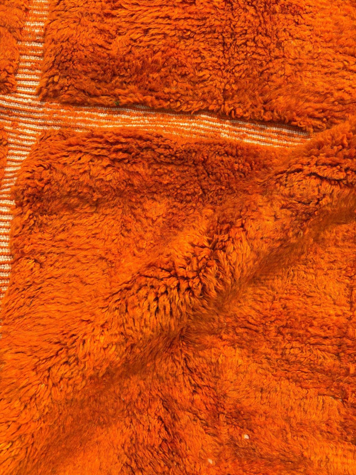 1220.0 Handmade Moroccan Berber Mrirt Rug – Orange Wool Rug 210x320 Cm –Modern Textured Carpet – Bold Abstract Design – Large Living Room Area Rug photo