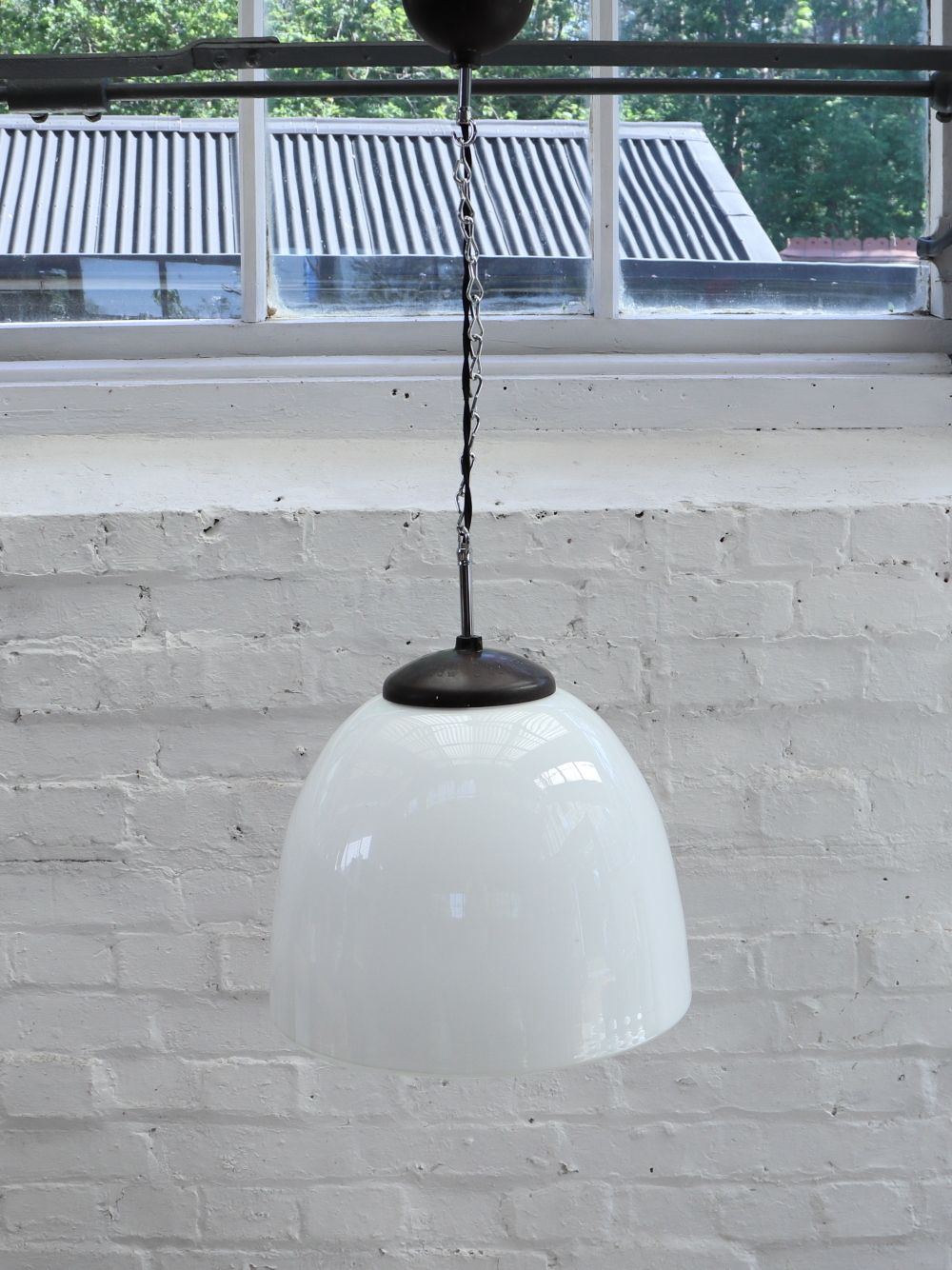 Lighting Beautiful Vintage Czech Opaline Sunburst Pendant Light photo