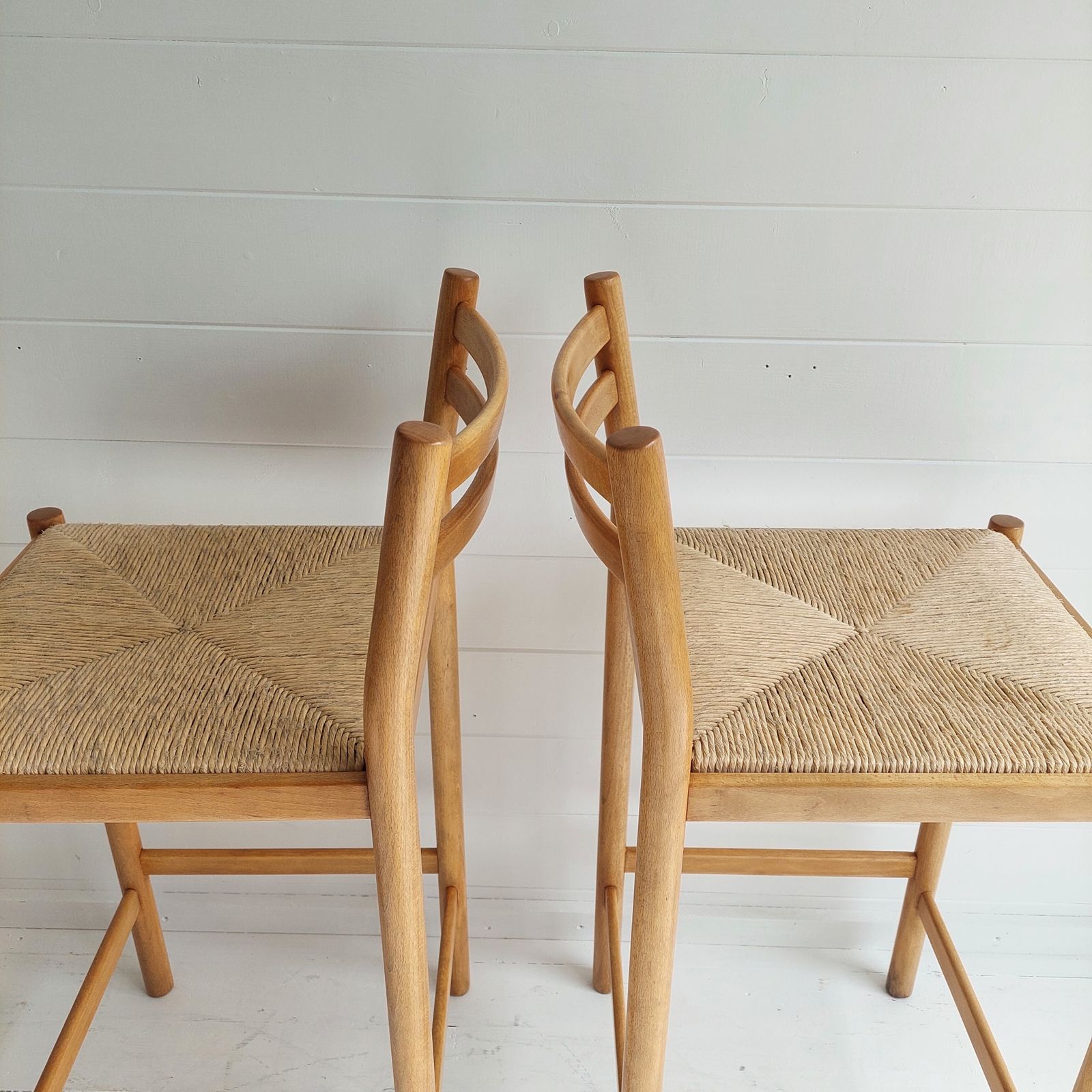Mid Century Vintage Rush Kitchen Bar Stools Vico Magistretti Style, 70s 80s Set Of 2 photo Furniture