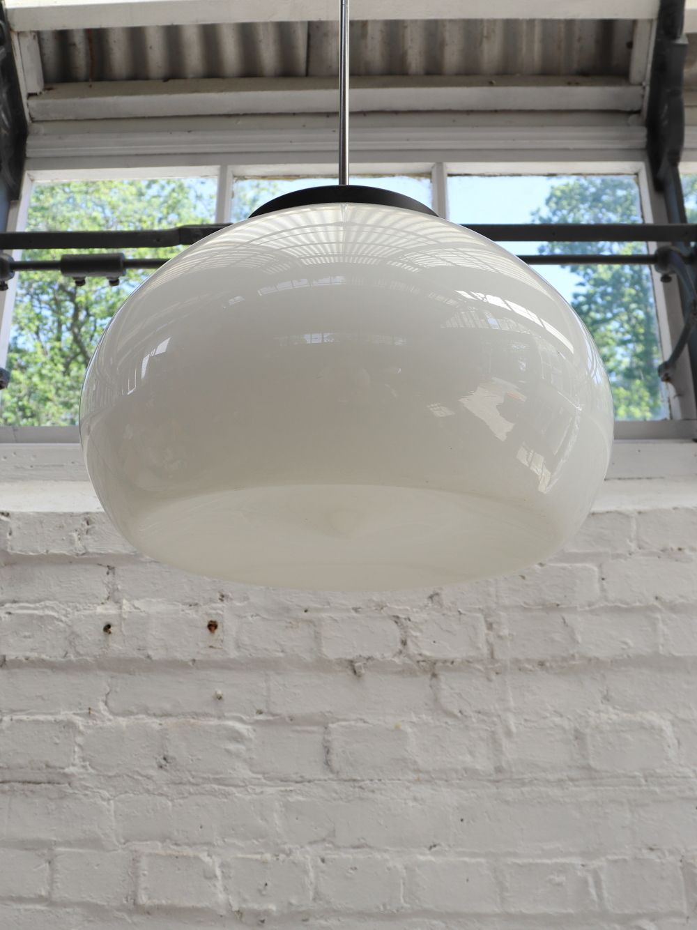 Lighting Beautiful Extra Large Vintage Opaline Pendant Light photo