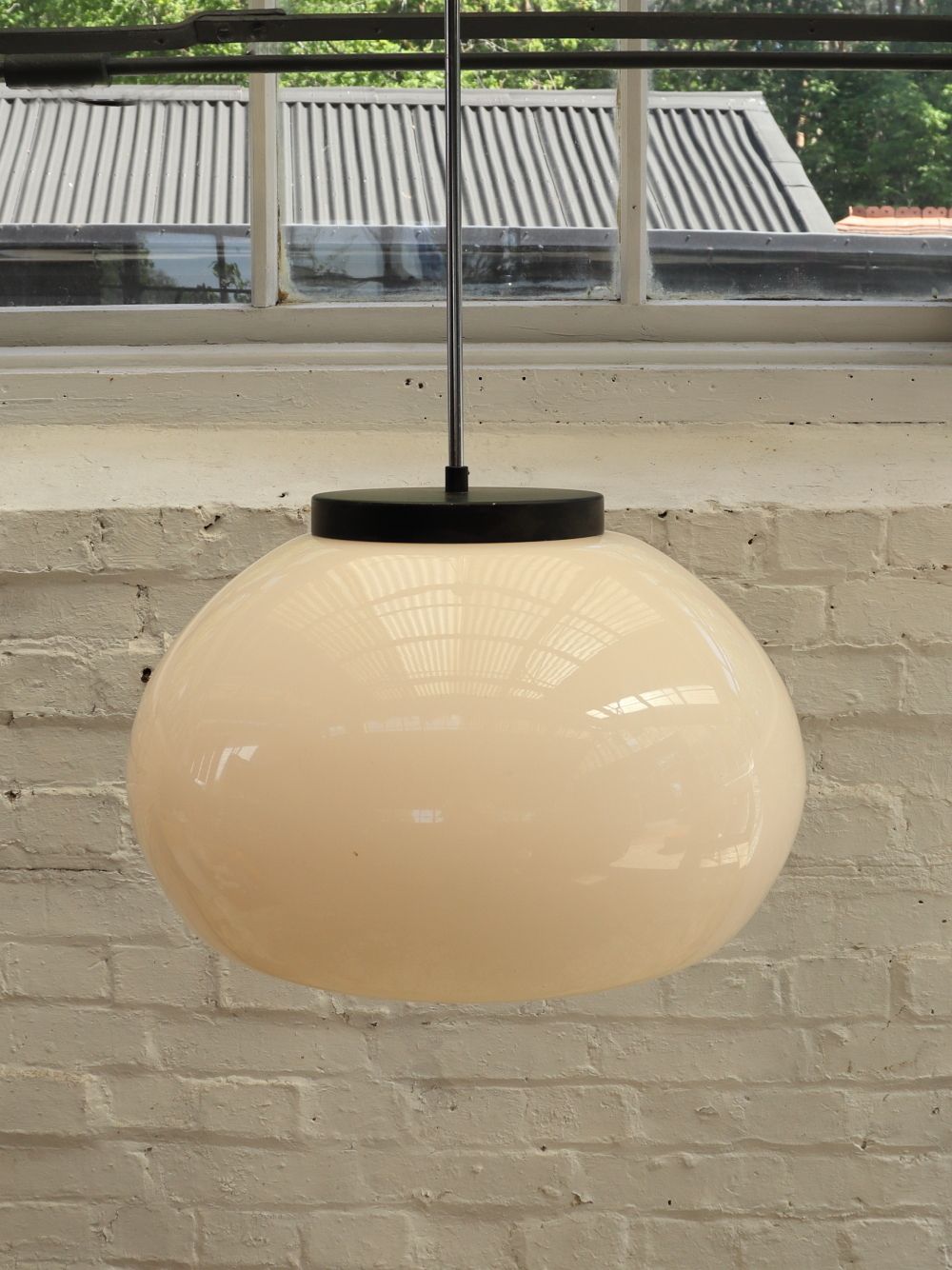 445.0 Beautiful Extra Large Vintage Opaline Pendant Light photo