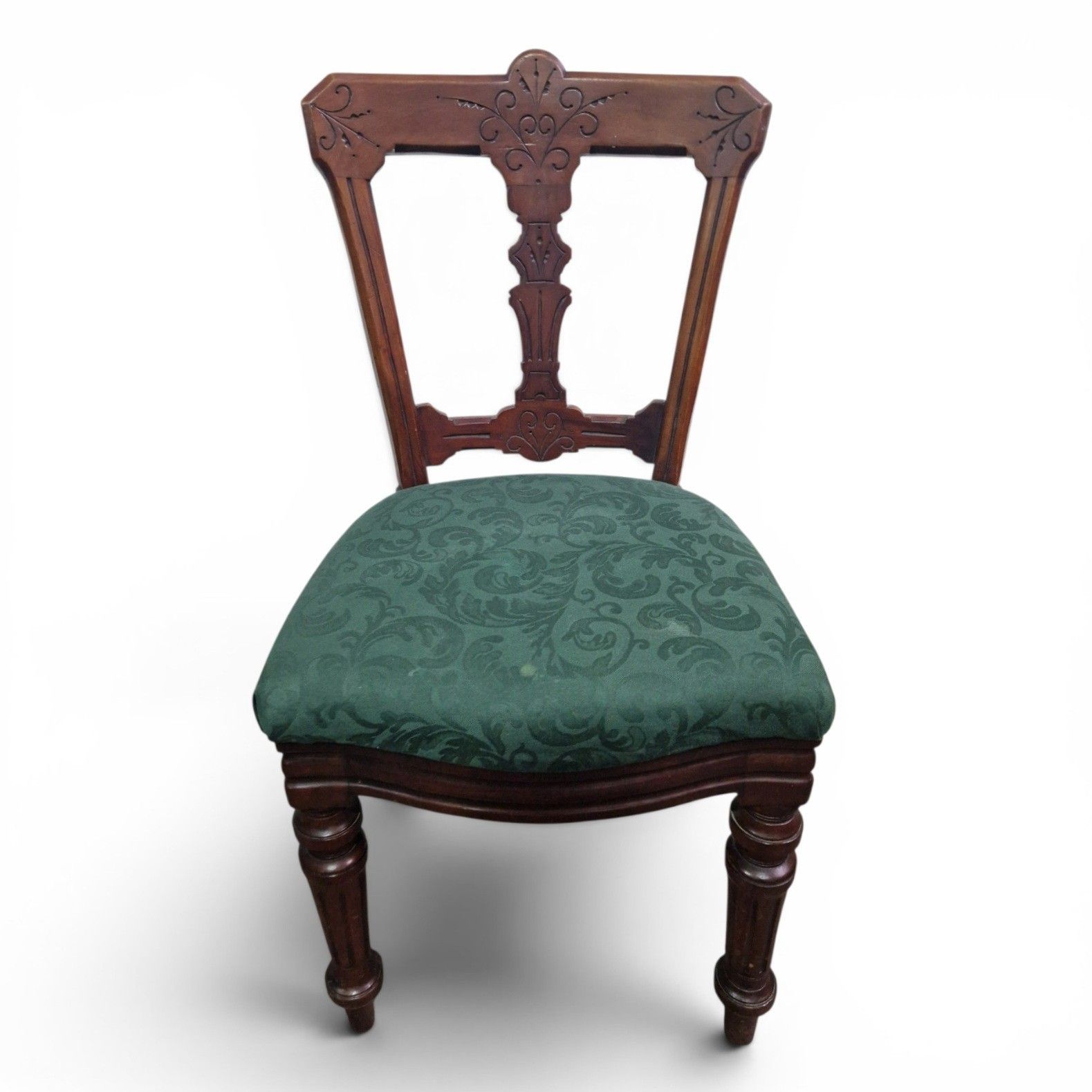 Antique Victorian Reilly Patent Dining Chair Carved Mahogany Hall Side Chair photo furniture