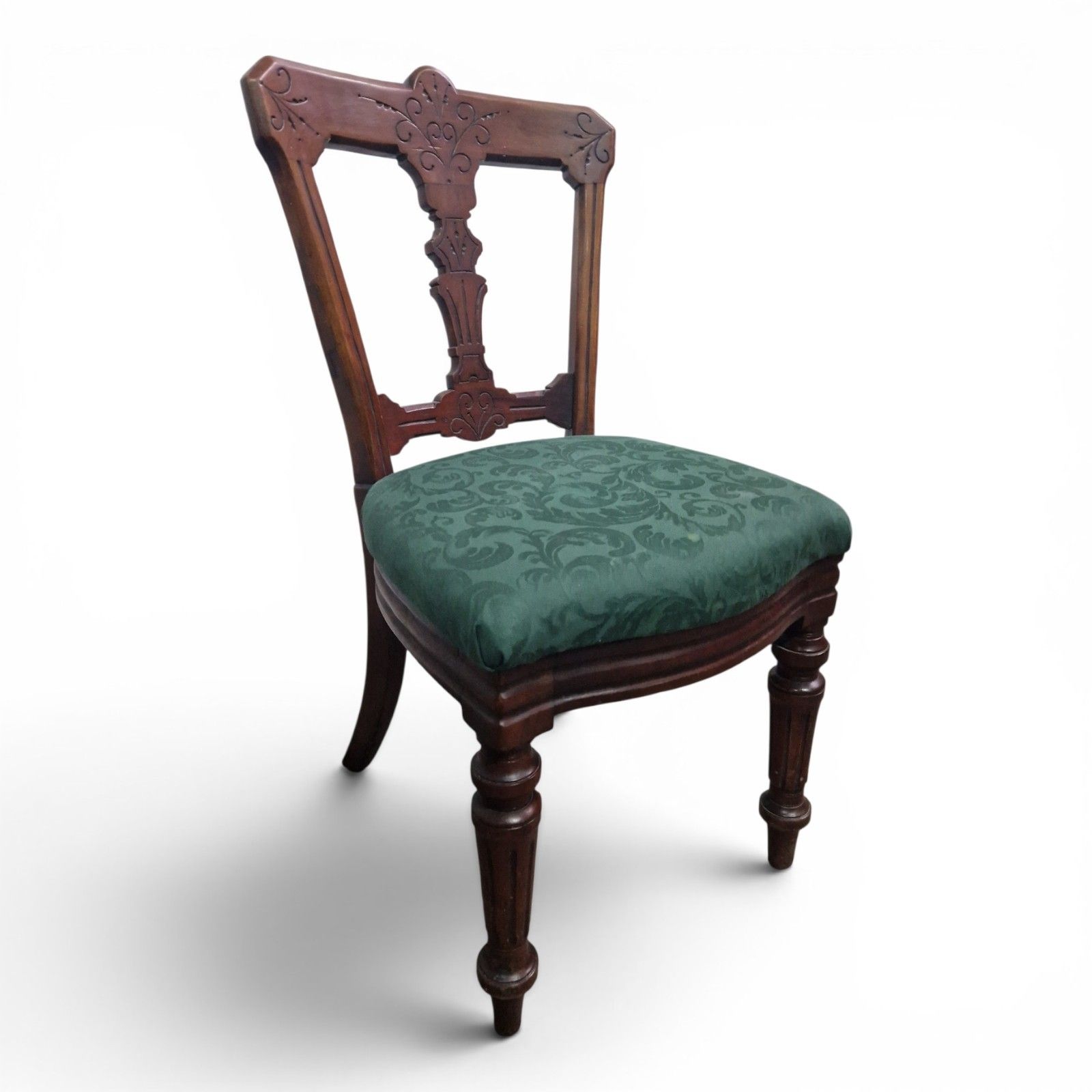 Antique Victorian Reilly Patent Dining Chair Carved Mahogany Hall Side Chair photo 80.0