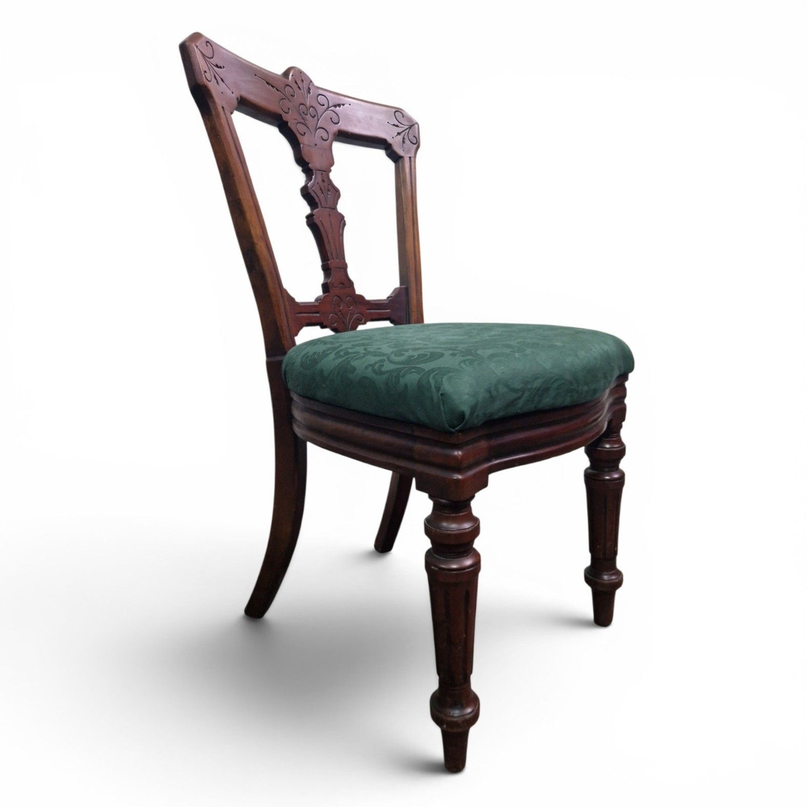 Antique Victorian Reilly Patent Dining Chair Carved Mahogany Hall Side Chair photo vintage