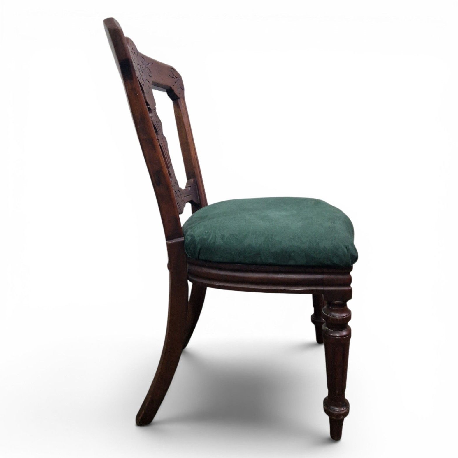 photo for sale Antique Victorian Reilly Patent Dining Chair Carved Mahogany Hall Side Chair