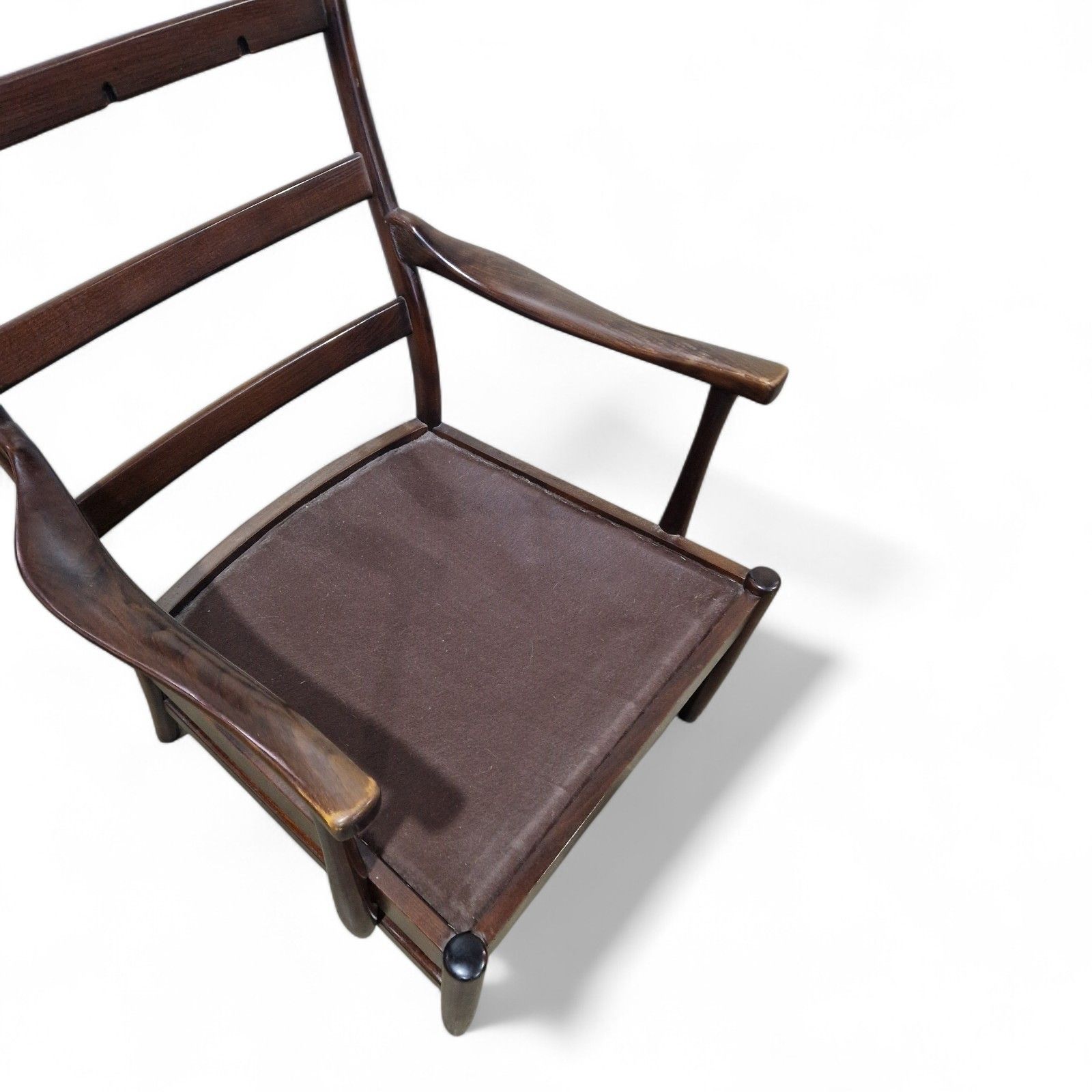 photo vintage Mid Century Modern Leather Armchair Green Danish Style Retro Lounge Chair