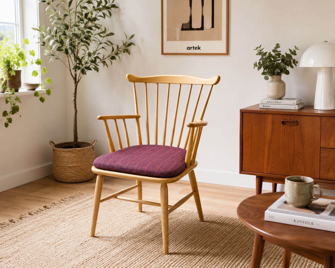 Farstrup Danish Beech Armchair Mid Century Modern Scandinavian Windsor Chair