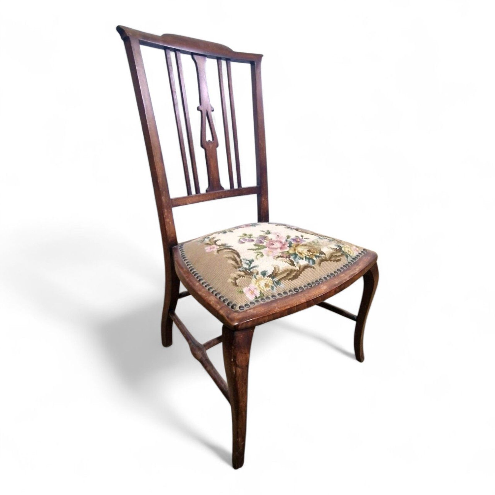 Antique Victorian Mahogany Side Chair Needlepoint Bedroom Hall Occasional Chair photo furniture