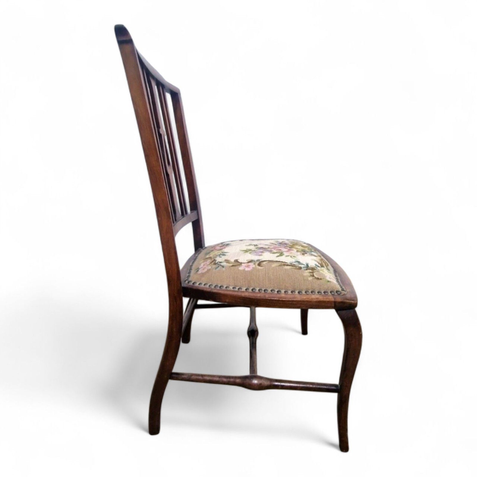photo for sale Antique Victorian Mahogany Side Chair Needlepoint Bedroom Hall Occasional Chair
