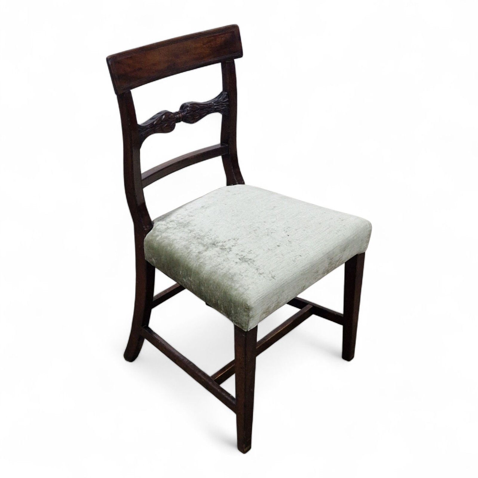 Antique Regency Mahogany Side Chair Hall Bedroom Desk Chair Carved Back Seat photo buy