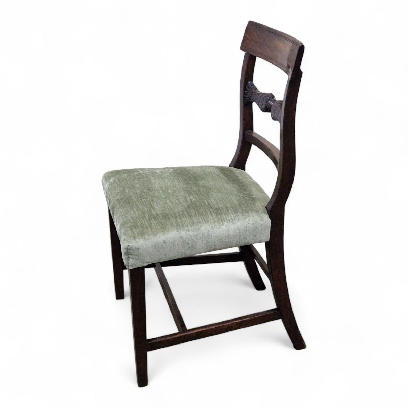 60.0 Antique Regency Mahogany Side Chair Hall Bedroom Desk Chair Carved Back Seat photo