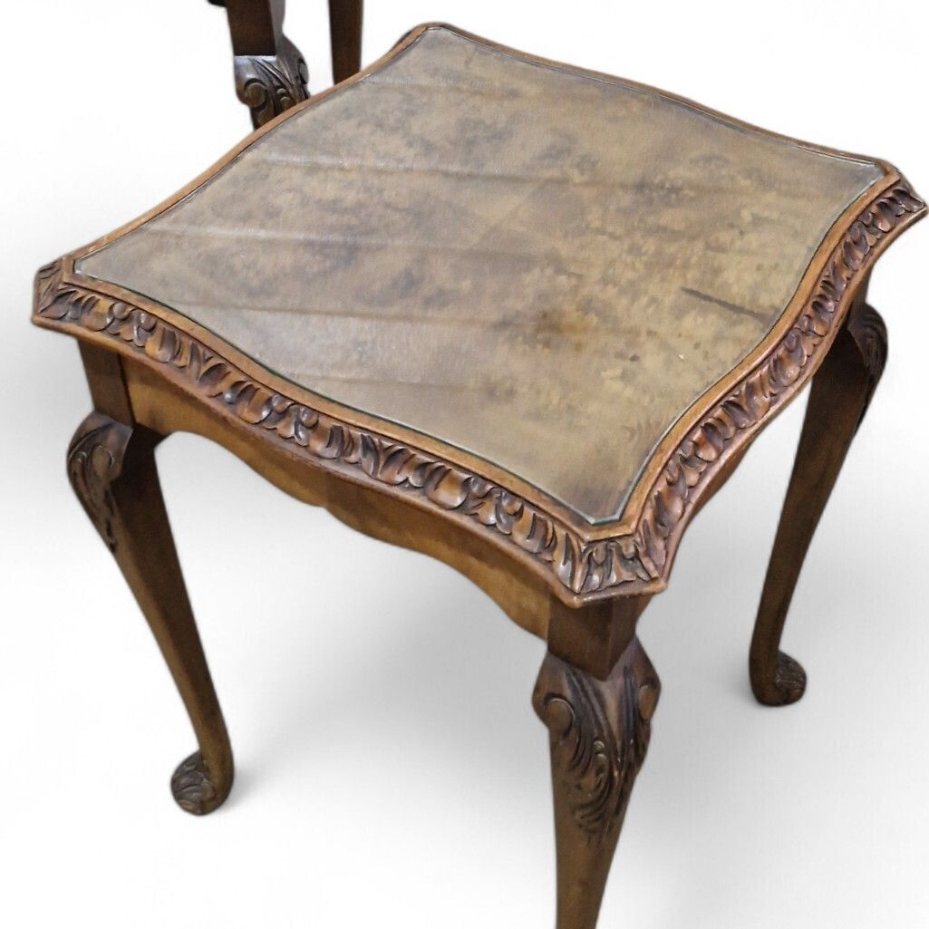 Nest Of 3 Carved Side Tables Cabriole Leg Nesting Tables Occasional Tables Set photo vintage