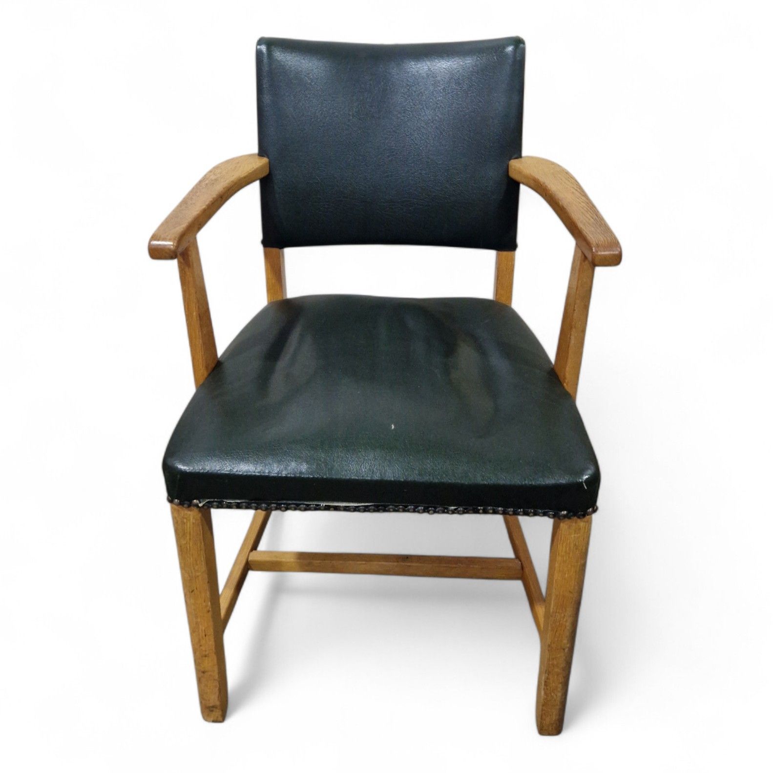 Vintage Oak Office Desk Chair Arts & Crafts Armchair Study Library Seat photo 120.0