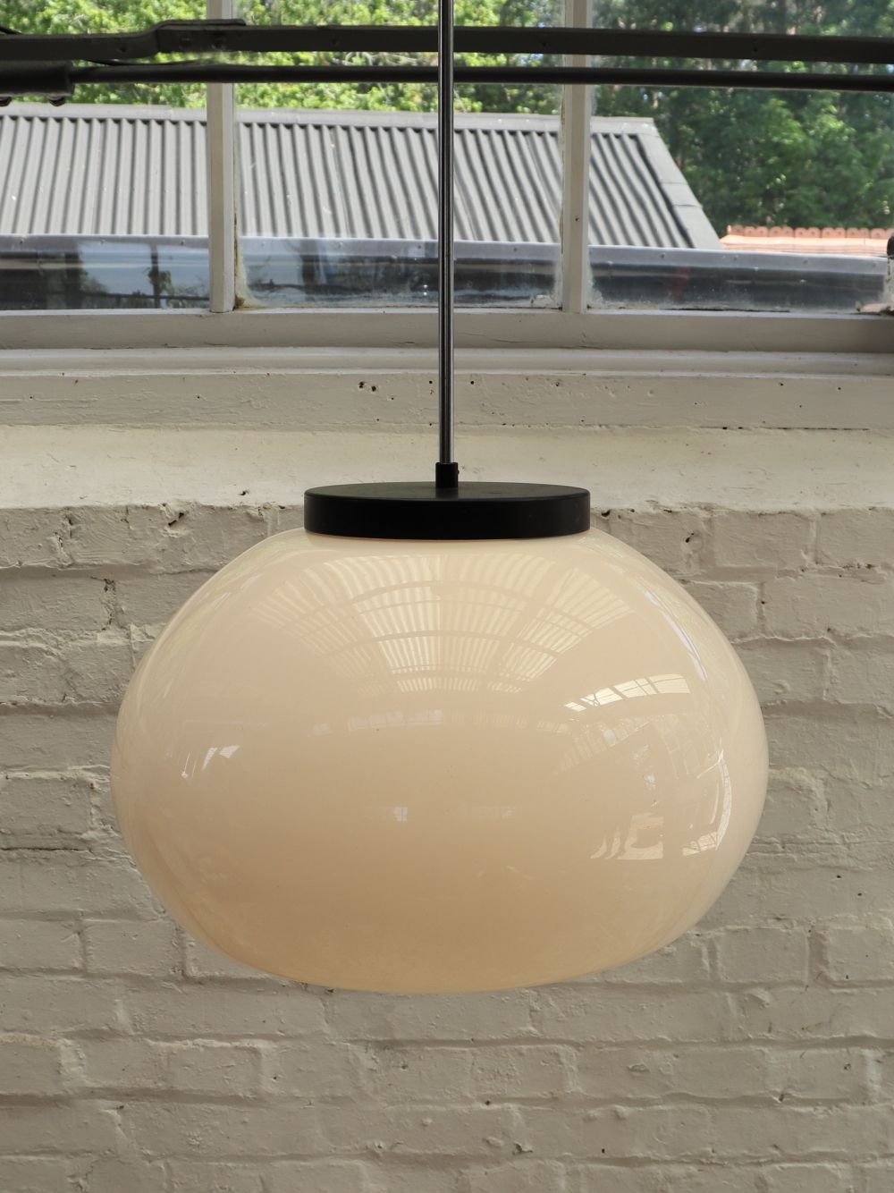 Lighting Beautiful Extra Large Vintage Opaline Pendant Light photo
