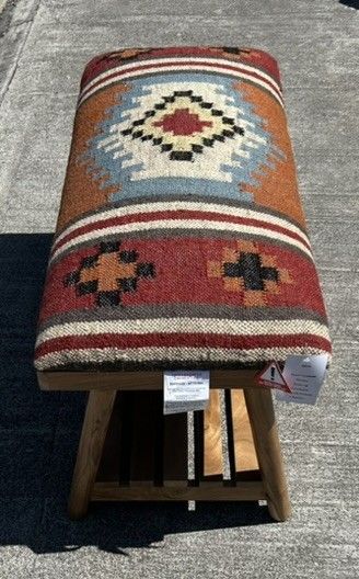 Beautiful Contemporary Kilim Kelem Flat Weave Upholstered Bench Seat With Rack photo for sale
