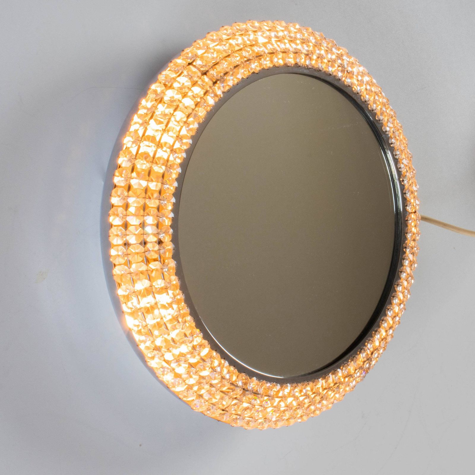 Miroir mid-century en verre cristal rétroéclairé Palwa, années 1970 photo for sale