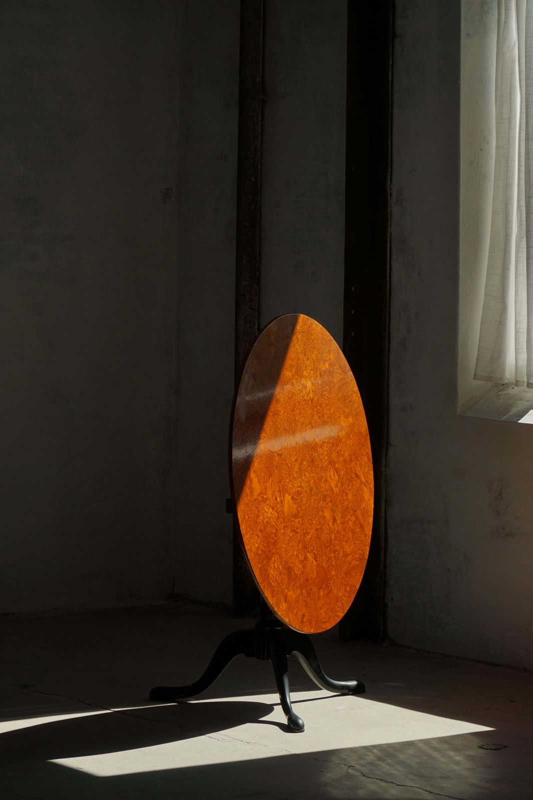 Antique Swedish Tilt Top Occasional Table In Burl Wood Veneer, Mid 19th Century photo for sale
