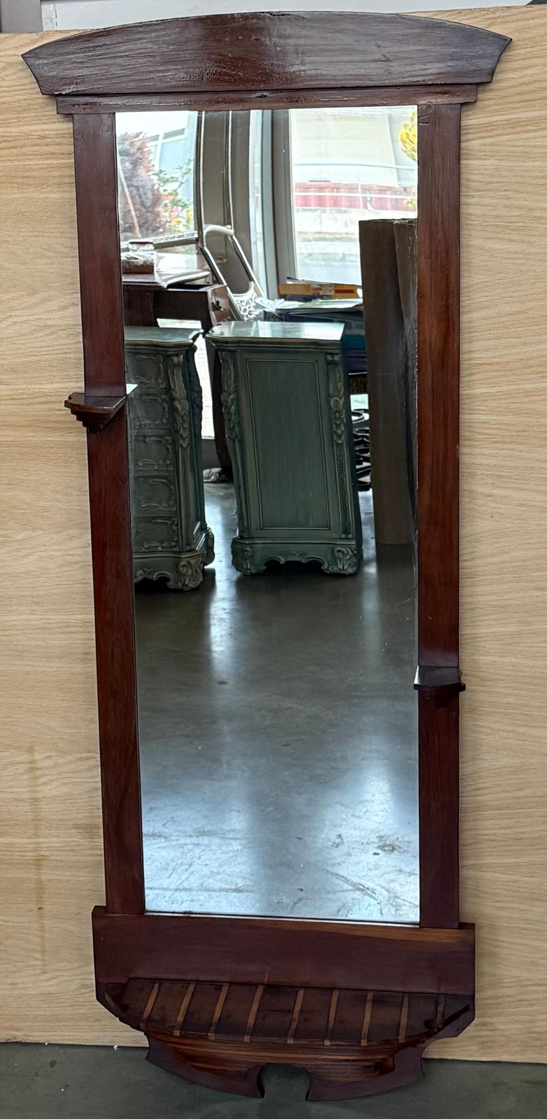 3087.0 Paire de miroirs Art Nouveau d'époque à étagères intégrées photo
