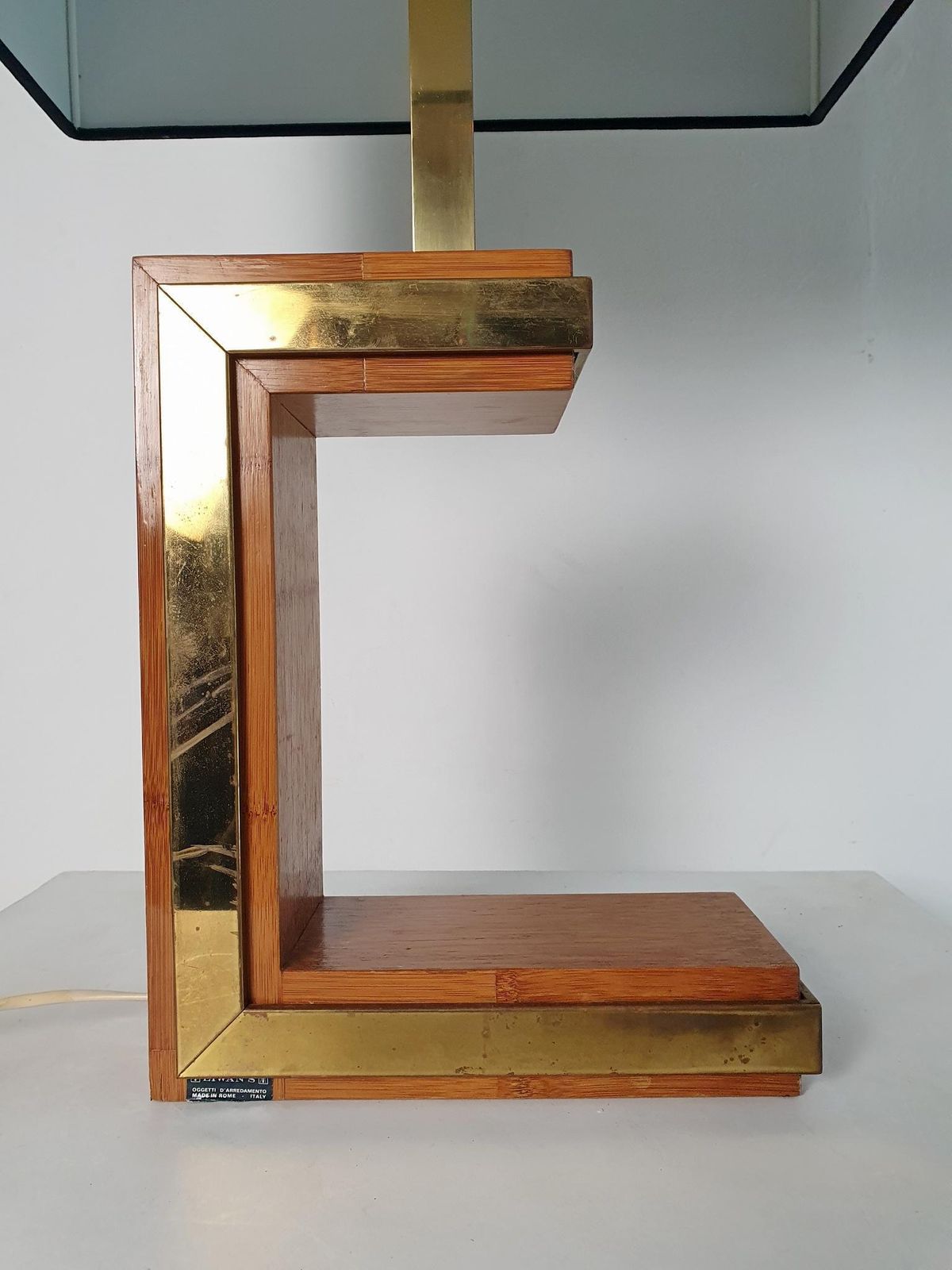 Post Modern Table Lamp By Liwan's, Brass & Bamboo, Italy, 1970s photo for sale