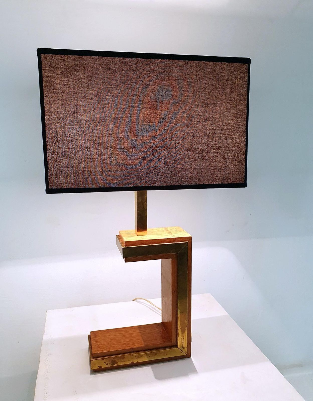 photo furniture Post Modern Table Lamp By Liwan's, Brass & Bamboo, Italy, 1970s