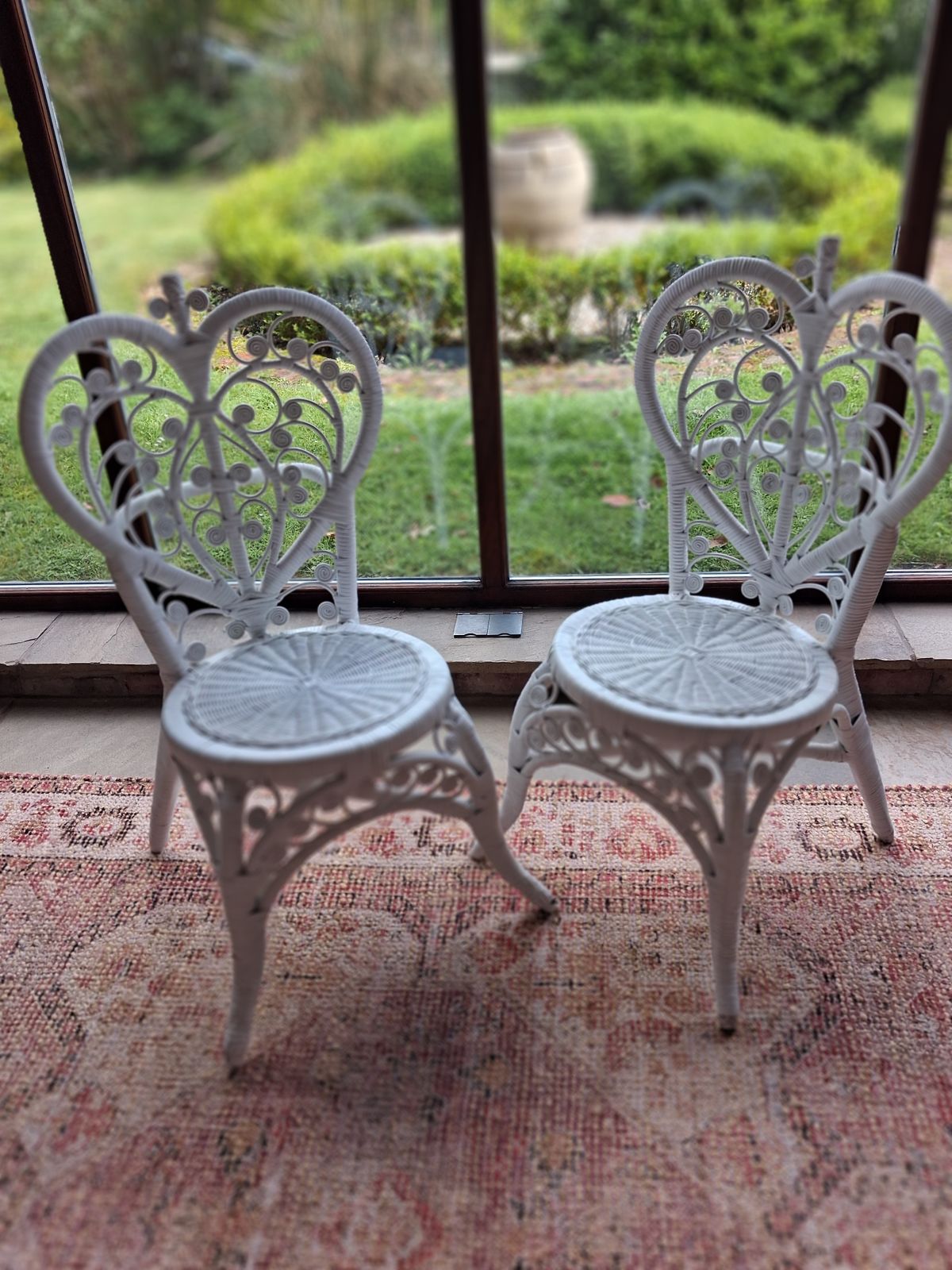 Wicker Peacock Sweetheart Chairs