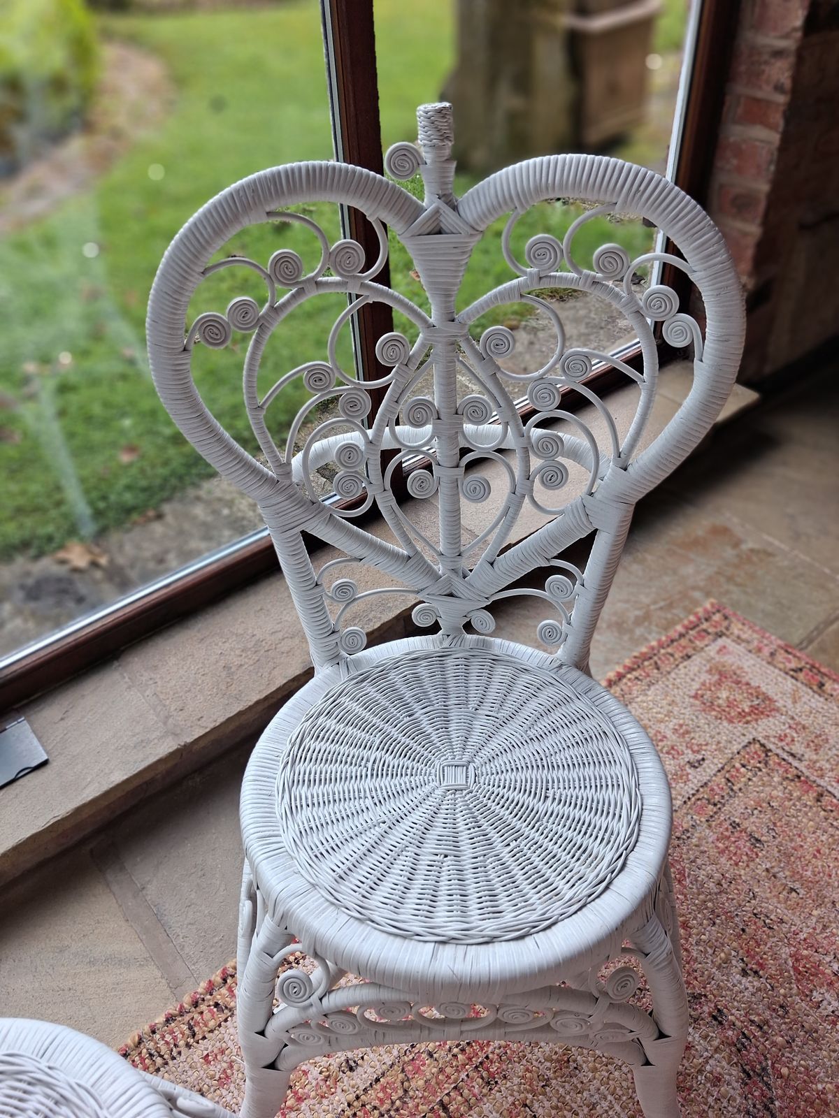 Wicker Peacock Sweetheart Chairs photo for sale