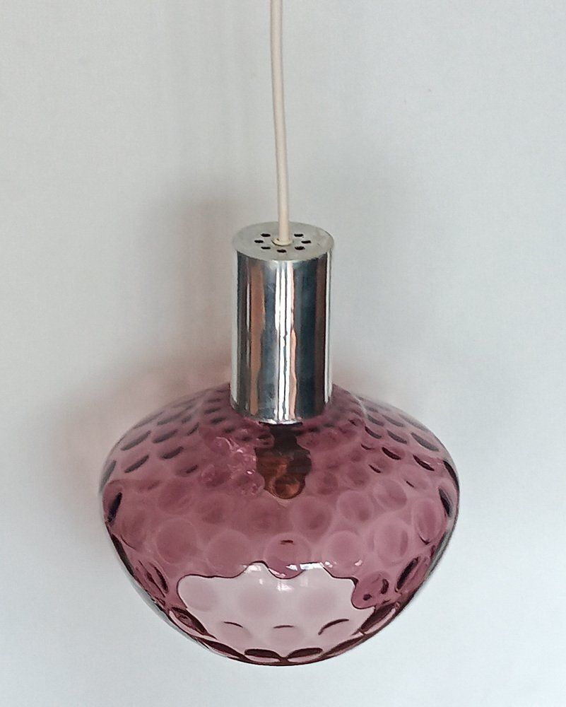 Suspension vintage en verre violet, années 1960 photo for sale