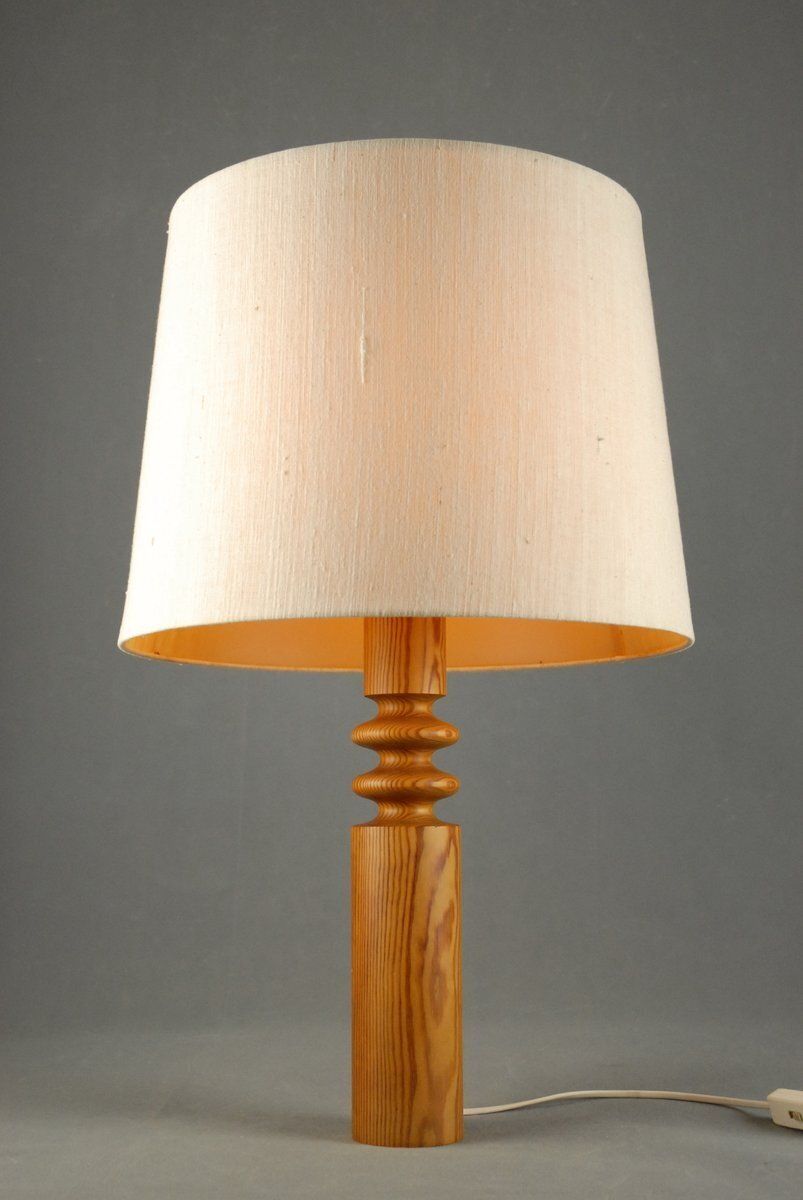 Pine Table Lamp By Uno Kristiansson For Luxus, 1970s