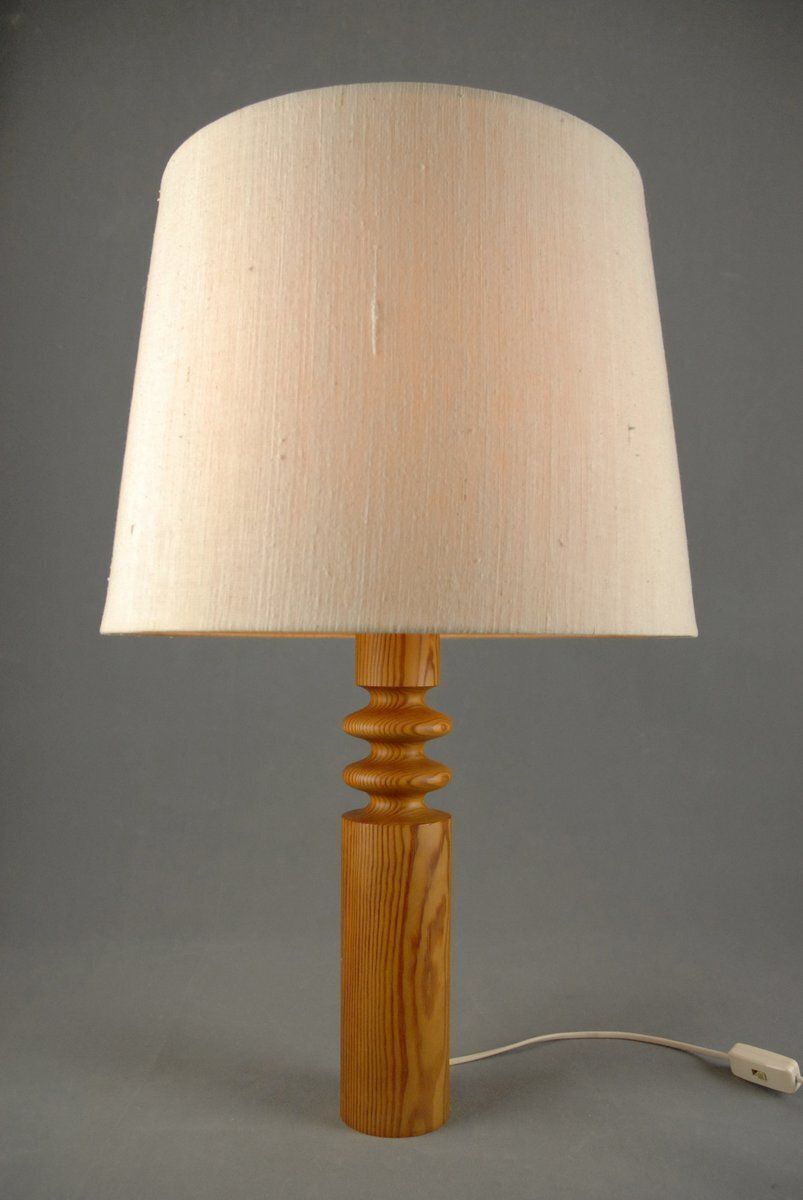 Pine Table Lamp By Uno Kristiansson For Luxus, 1970s photo furniture